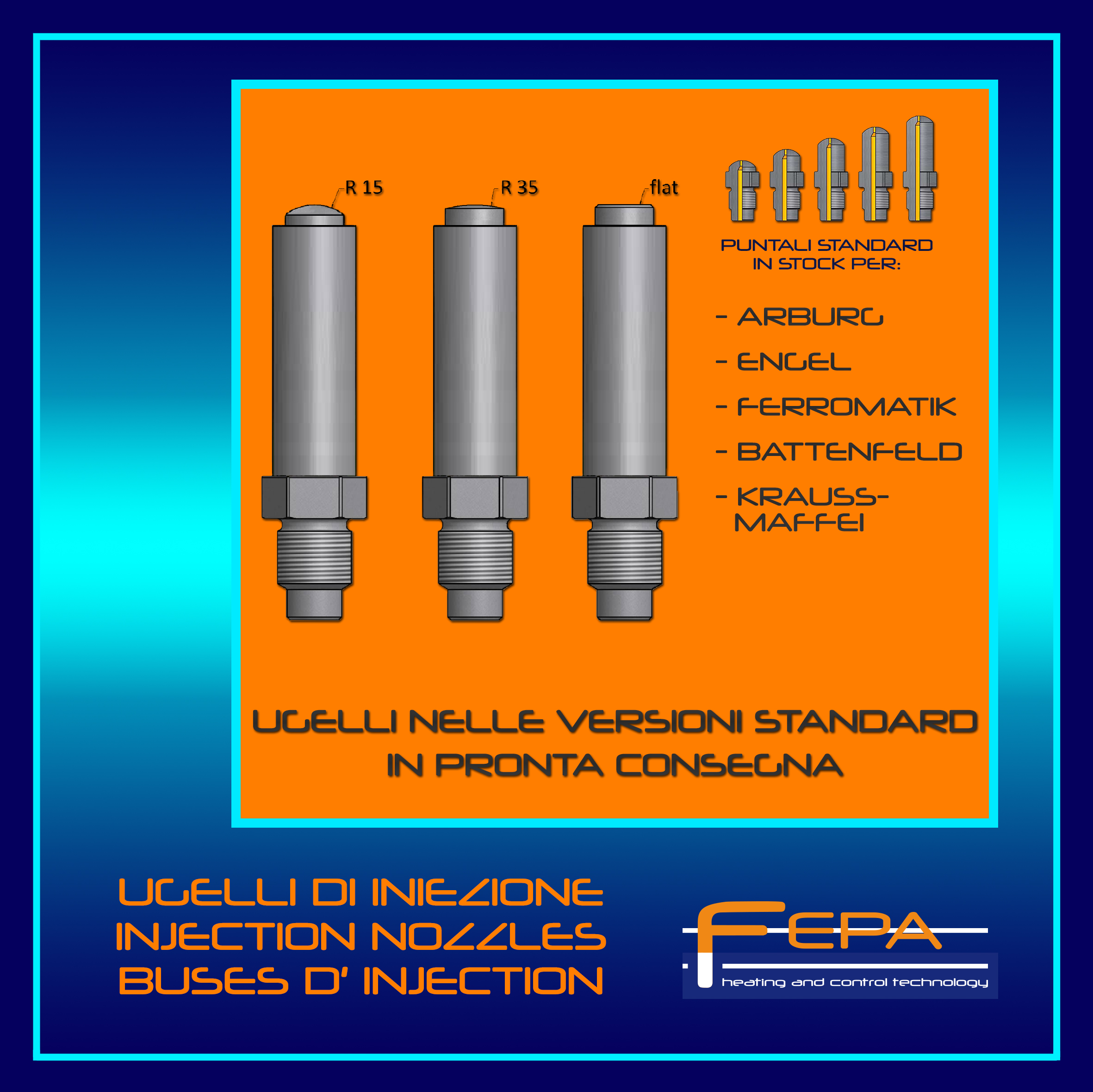 Ugelli pressa, Nozzles for injection machines, buses de presses