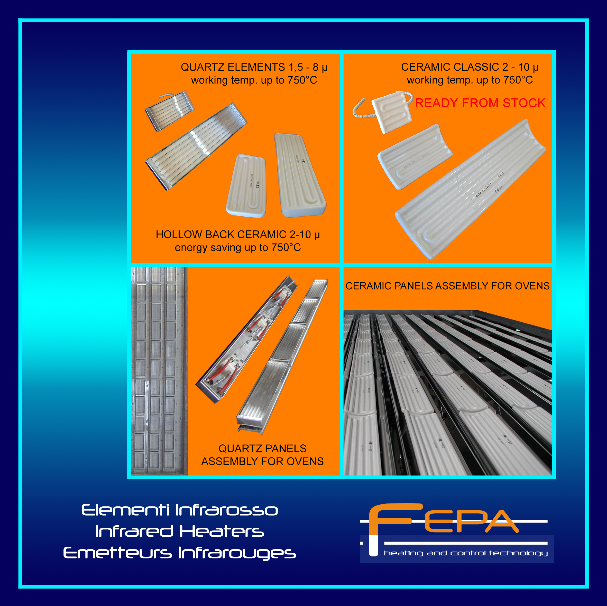 Elementi Infrarosso, Infrared Heaters, Emitteurs Infrarouges